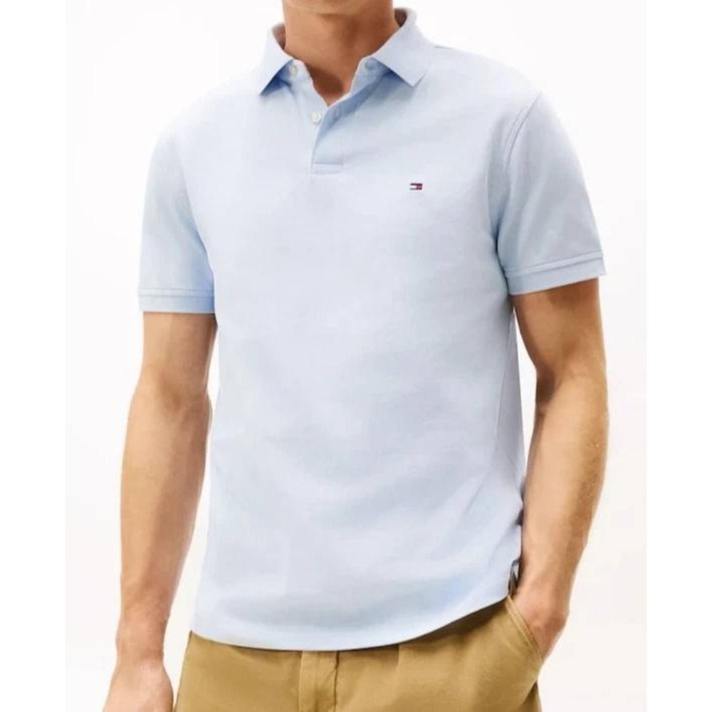 NWT Tommy Hilfiger Polo Shirt Men's Small Blue Cotton Stretch Classic Fit Logo